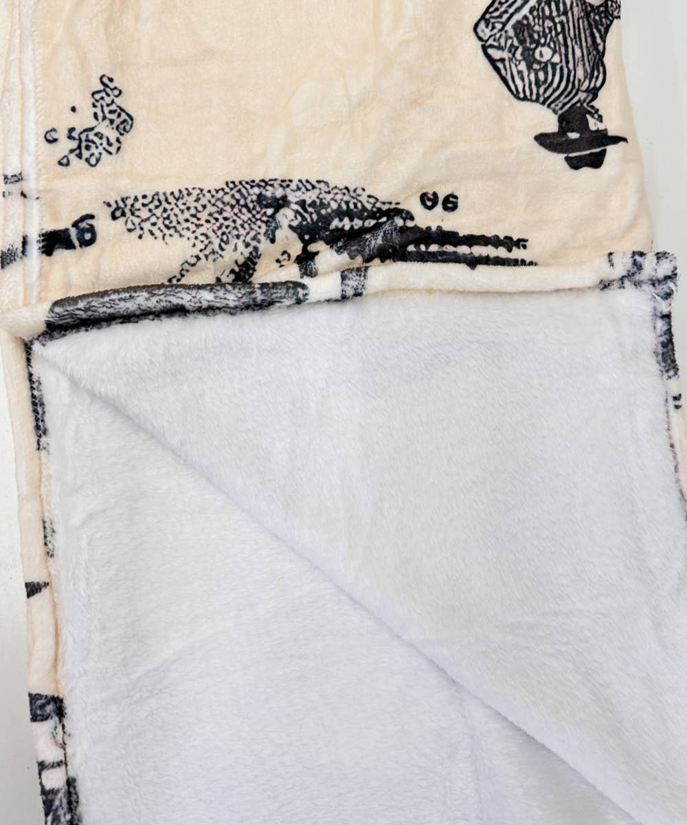 Western Cowboy Print Flannel Blanket