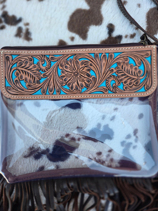 Hand Tooled Clear Purse Crossbody