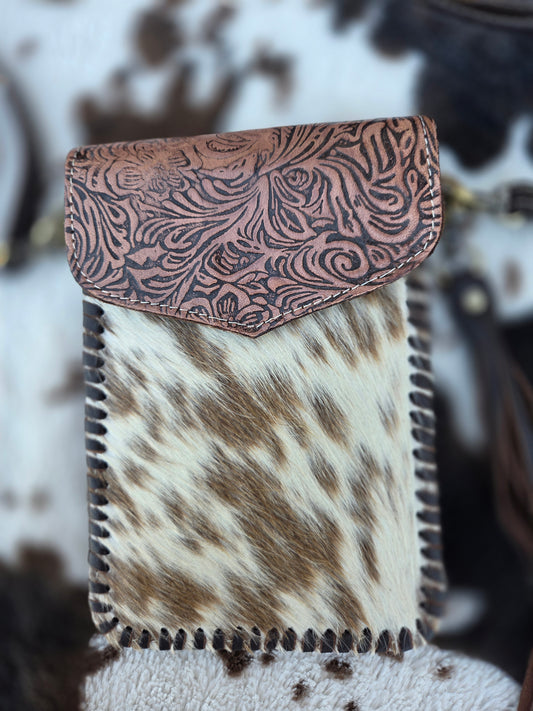 Phone Crossbody Western Tooled Leather Purse