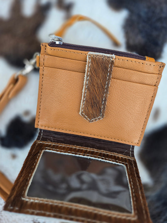 Cowhide Leather Wristlet Wallet
