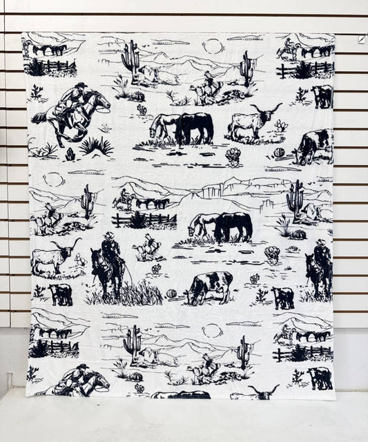 Western Print Flannel Blanket