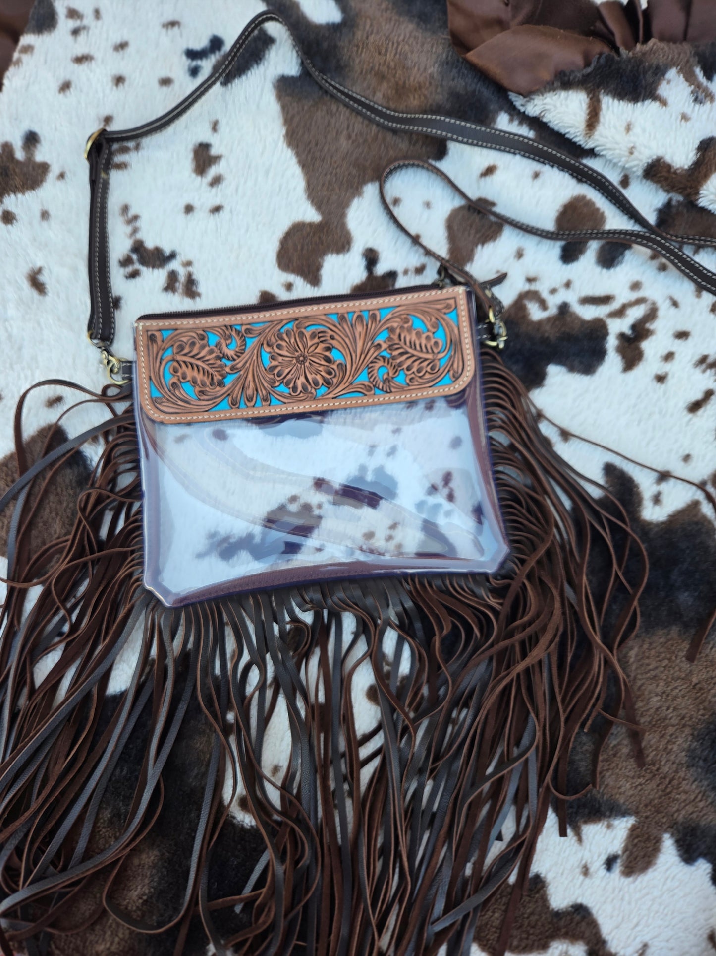 Hand Tooled Clear Purse Crossbody