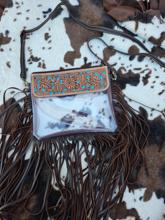 Hand Tooled Clear Purse Crossbody
