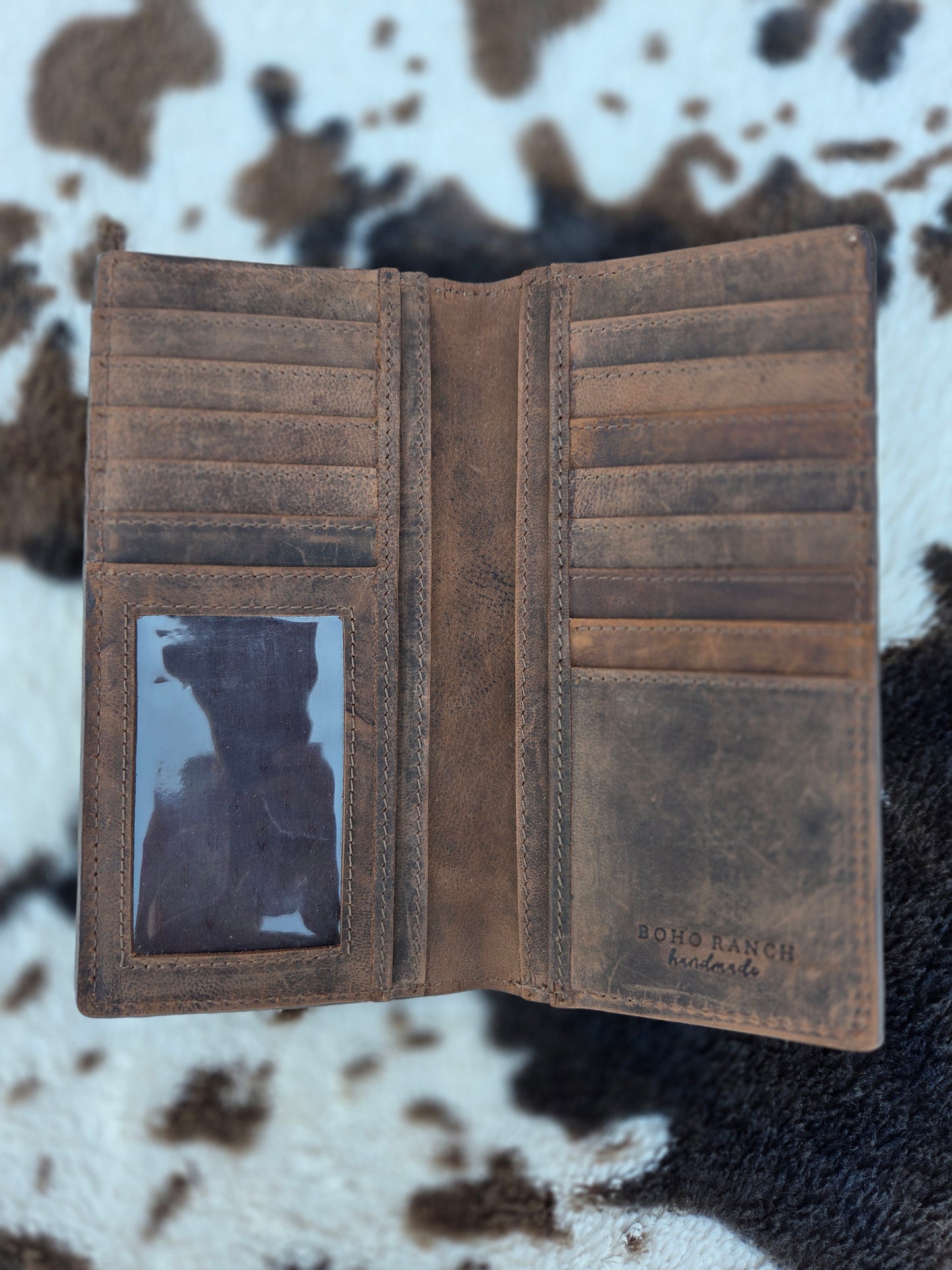 Genuine Tooled Leather Bi-Fold Wallet 