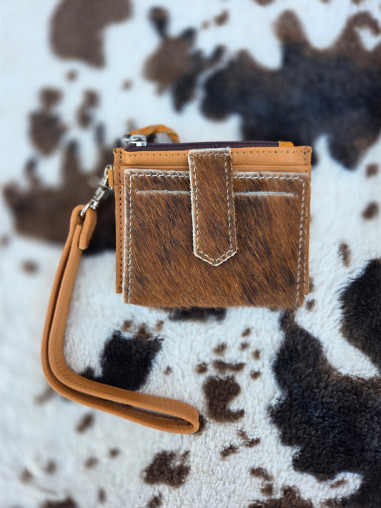 Cowhide Leather Wristlet Wallet